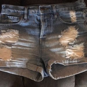 High waisted jean shorts